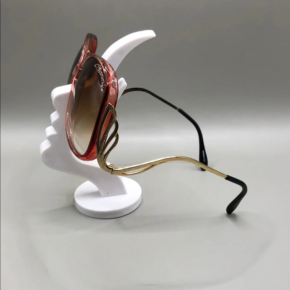 Vintage 80's oversized round curved sunglasses statement style gradient lens.
